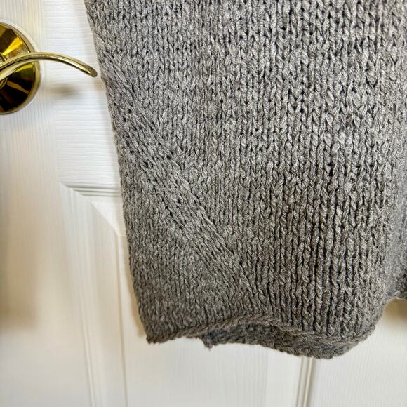 Vince Oversized V-Neck Sweater Women’s Medium Knit Gray Wool Linen Alpaca Blend - Picture 3 of 6